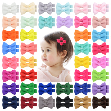 40 pcs/lot Cute Mini Hair Bows With Clip For Baby Girls Hair Clips Tie Solid Ribbon Barrettes Kids Hairpins Headwear Accessories