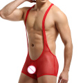 Sexy Mens Bodysuits Undershirts Mesh Transparent Jumpsuits Shorts Wrestling Singlet One-piece Leotard Lingerie Gay Underwear