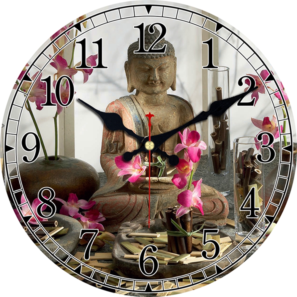16 Inch Wall Clocks For Living Room Decorative Buddha Design Clock Silent Office Kitchen Home Wall Clocks No Ticking Horloge