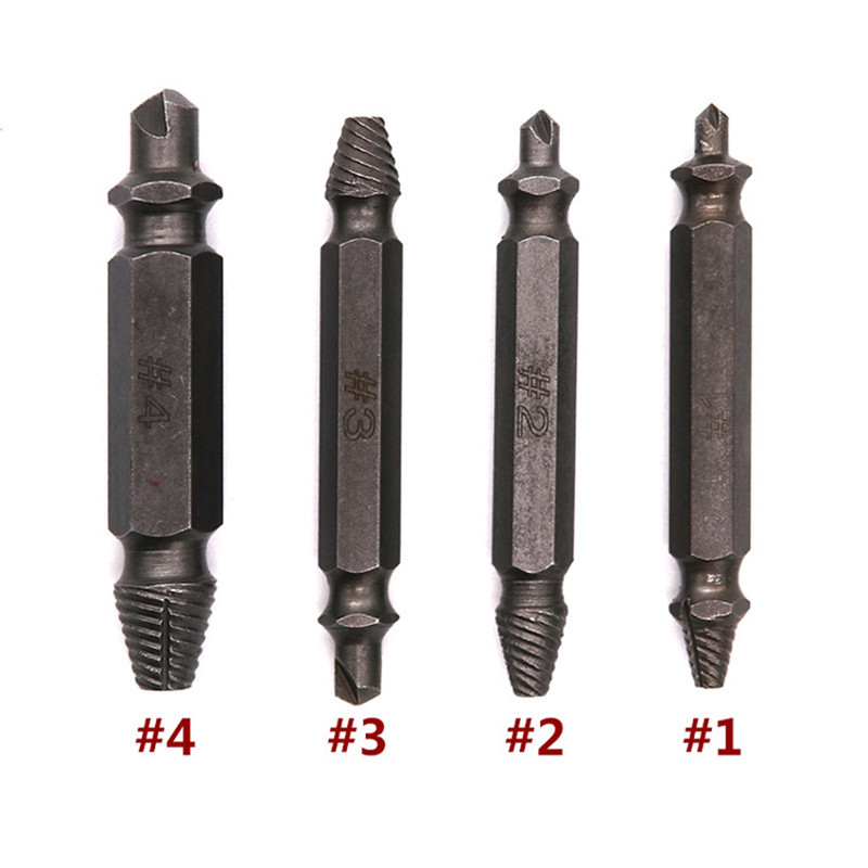 4PCS/Set Double Side Material Damaged Screw Extractor Drill Bits Damaged Screw Extractor Tool Kit Out Remover Bolt Stud Tool