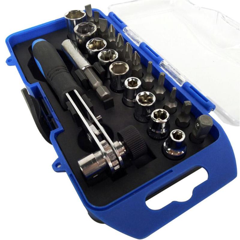 23pcs Repair Tool Kit Socket Screwdriver Kit Household Screwdriver Set Ratchet Wrench Socket Spanner Drill Repair Tool