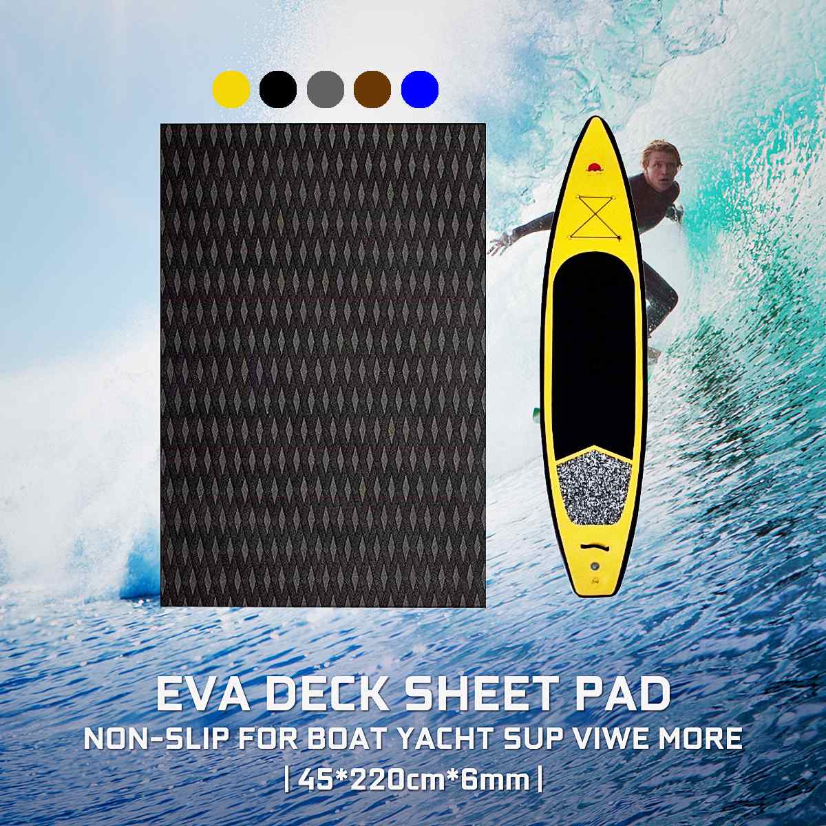 45*220*0.5cm EVA Decking Sheet Car Marine Boat Flooring Non-slip Mat Yacht Inflatable Boat Decking Self-Adhesive Anti Skid Pad