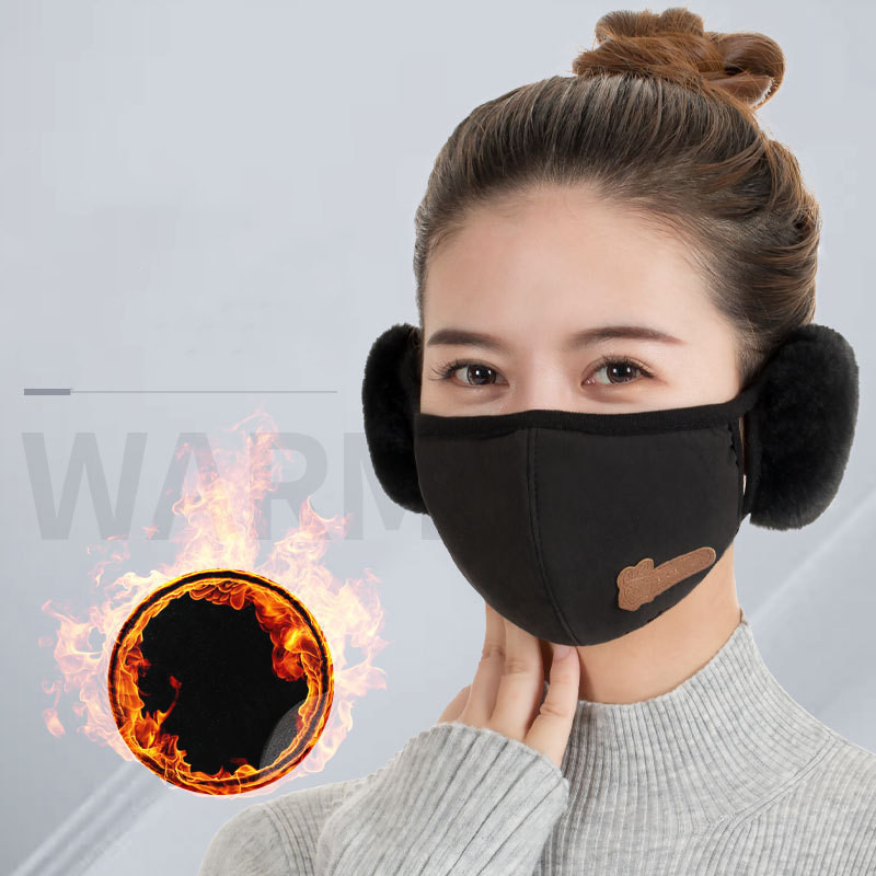 2 in 1 women men Earmuffs Mouth Mask Windproof Winter Soft Thick Warm Ear Cover Solid Headphone Earlap for Boys Girls