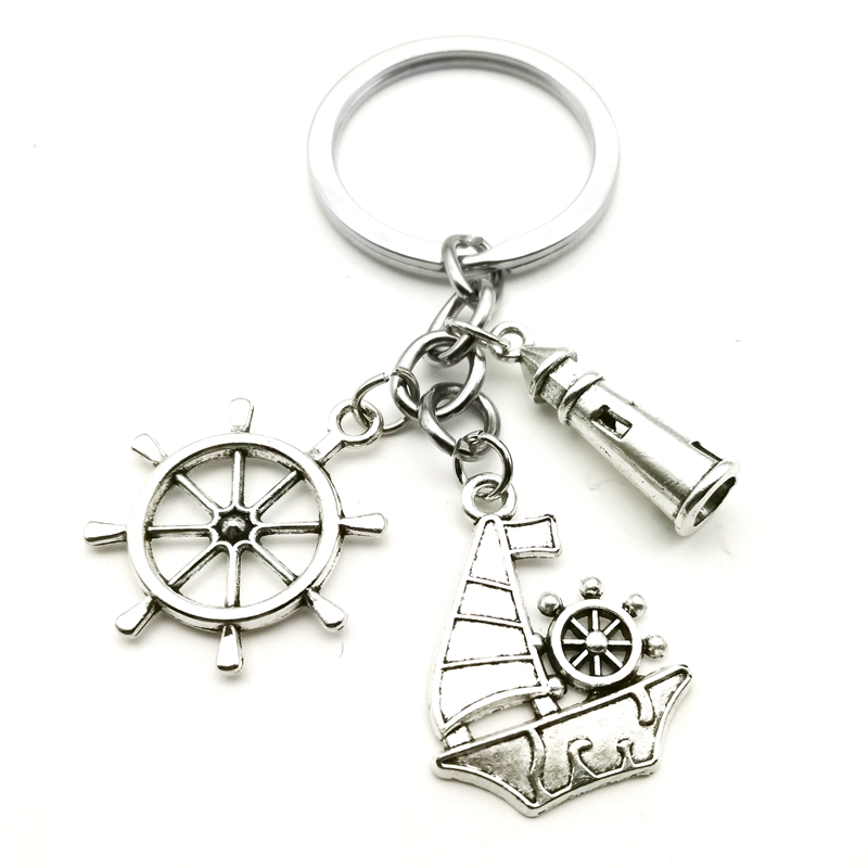 Lighthouse Best Friend Helm Sailing Keychain Hand In Hand Little Finger Swear Promise Key Chain Key Ring Key Chain Men's Jewelry