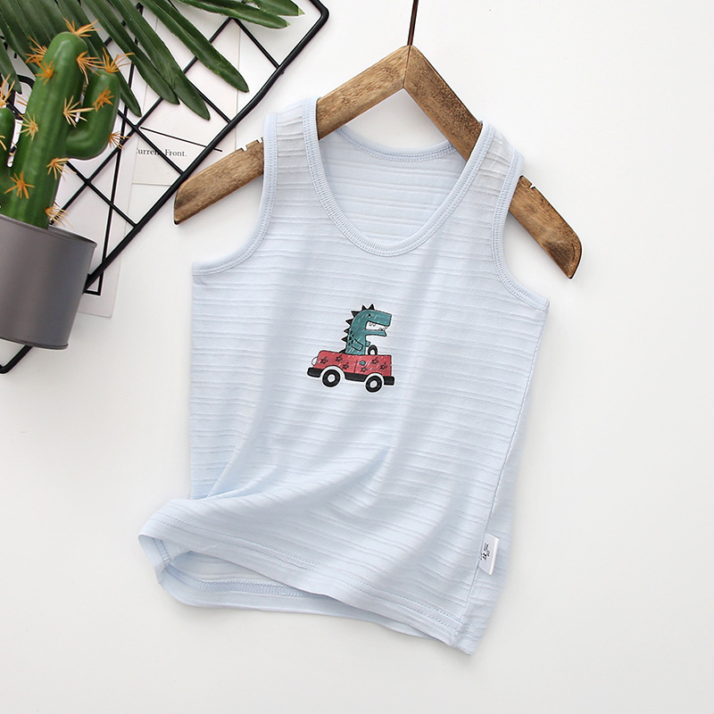 Summer Baby Undershirts Slub Cotton Kids Vest Boys Girls Sleeveless Floral Printed Camisoles Children underwear girl tank top