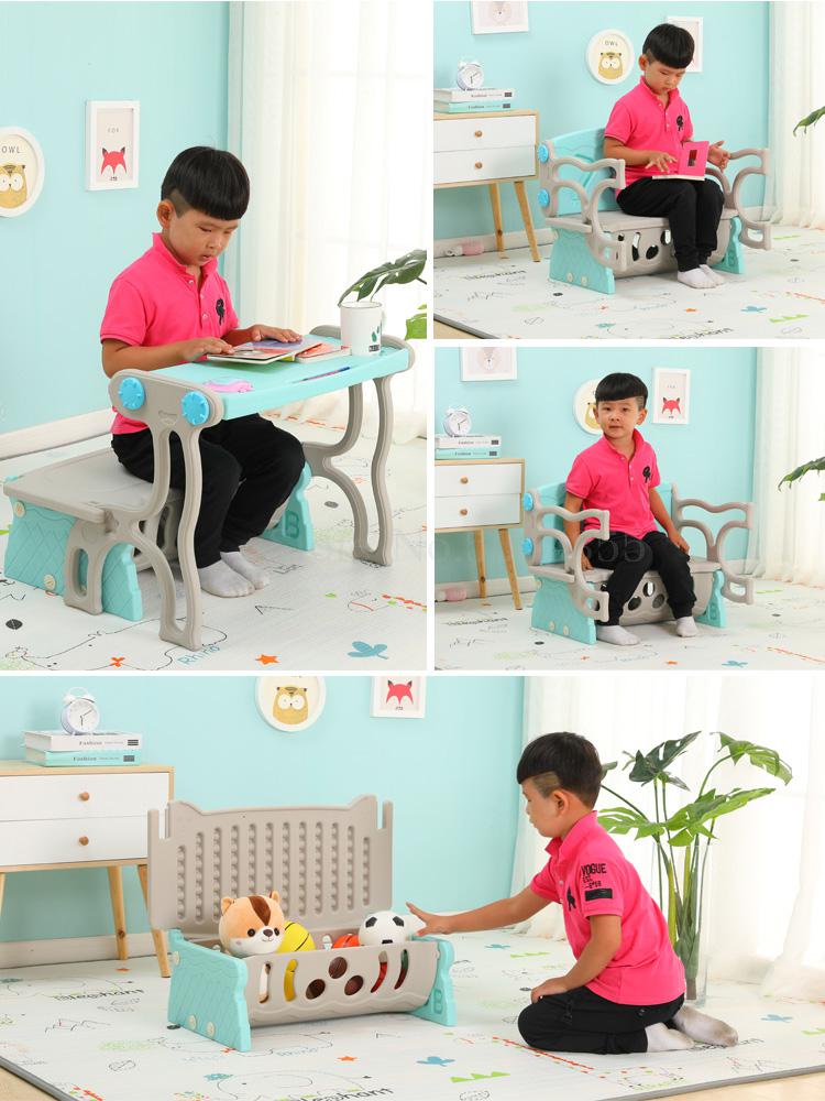 Children's multi-function study table folding deformation sofa chair baby eating table infant game storage table and chair