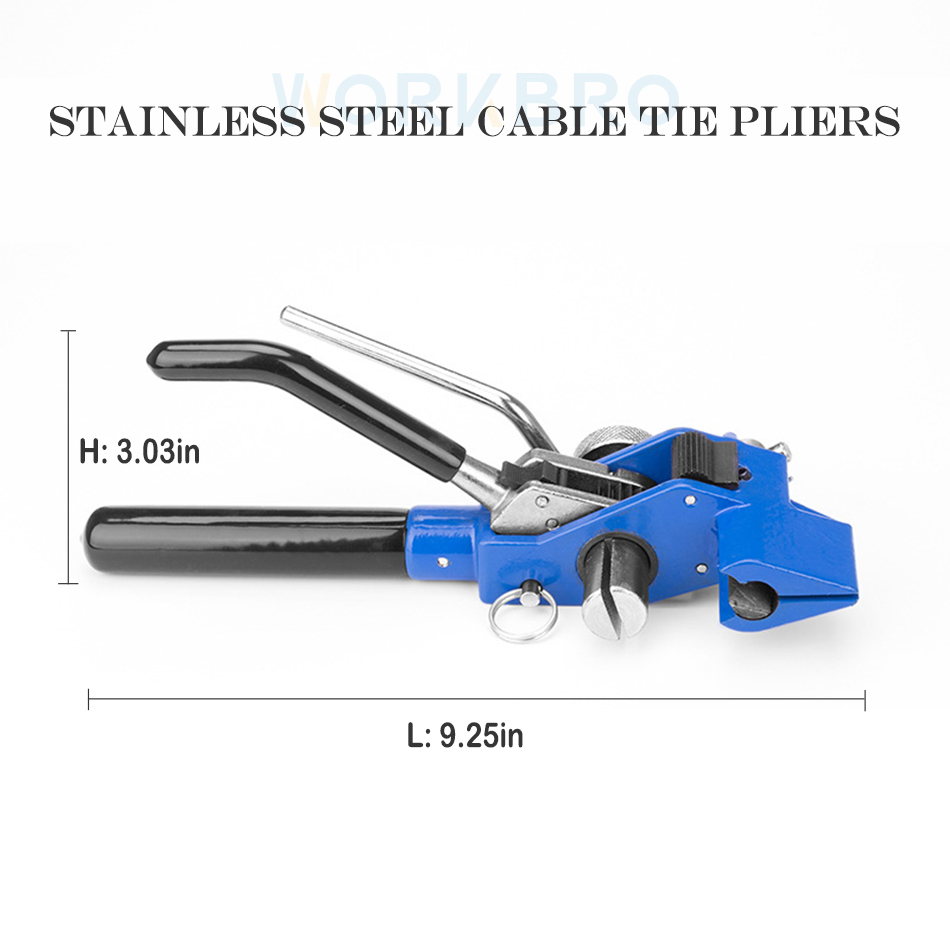 Stainless Steel Tie Gun Steel Pliers Bundle Industry Cable Tighten Tool Tie Gun for Tie Width 4.6-19mm Thickness 0-0.8mm