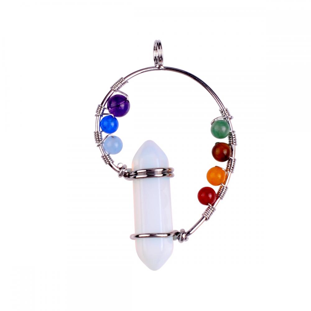 7 Chakra aura therapy Drop Crystal Bell hexagonal Point Stone Pendant and healing crystal roll grinding palm gem meditation jewe