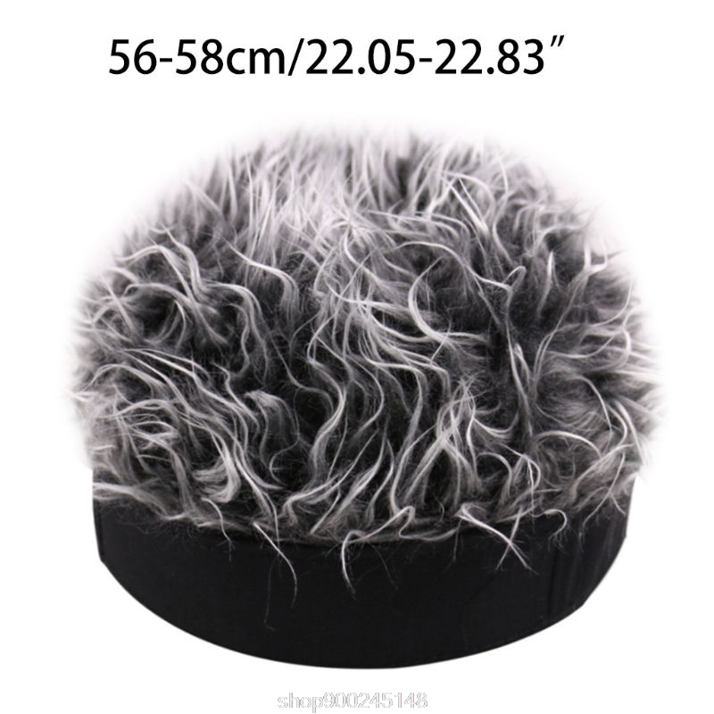Women Men Camouflage Brimless Beanie Cap with Funny Spiky Fake Hair Wig Vintage Melon Landlord Skull Hat Cosplay D02 20 Dropship