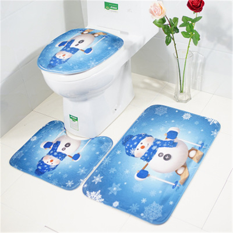 Santa Claus Toilet Seat Mat Rug Christmas Cartoon Pattern Pad 3 pcs/set Water Absorption And Skid Proof Carpet tapis de toilette