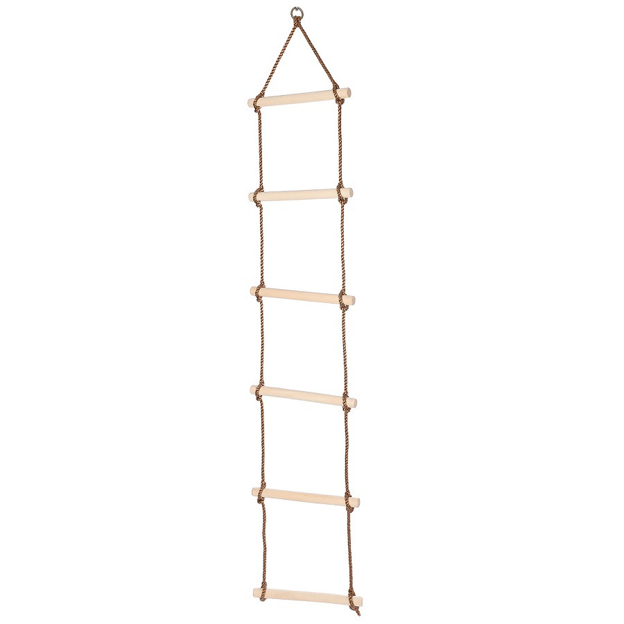 6 Wooden Rungs Rope Ladder Children Climbing Toy Kids Sport Rope Swing Safe Fitness Toys Equipment Indoor Outdoor Garden