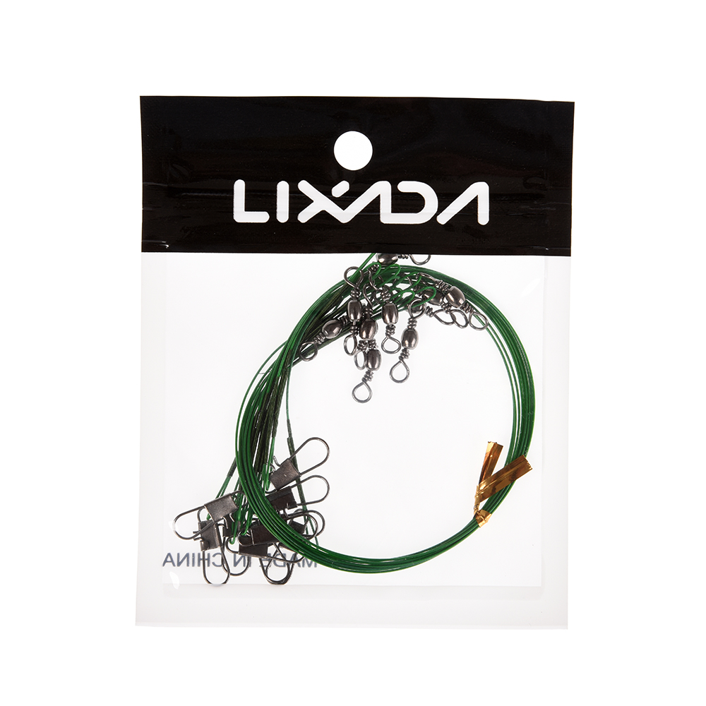 Lixada 10PCS Nylon-coated Stainless Steel Leader Fishing Trace Spinner Fishing Wire Rig with Snap Swivels Fishing Tackle Lures