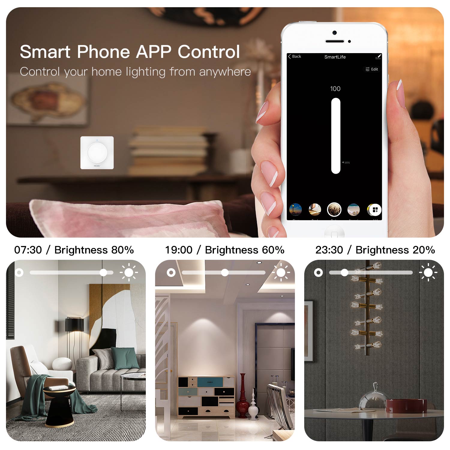 New ZigBee Smart Rotary/Touch Light Dimmer Switch Smart Life/Tuya APP Remote Control Works with Alexa Google Voice Assistants EU