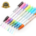 Double Line Pen, 8 Colors Glitter Marker Pen Fluorescent Outline Pens for Gift Card Writing, Drawing, DIY Art Crafts