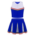 Kids Sleeveless Crop Top with Pleated Skirt Sets Girls Cheerleading Uniforms Stage Performance School Team Cheerleader Costume