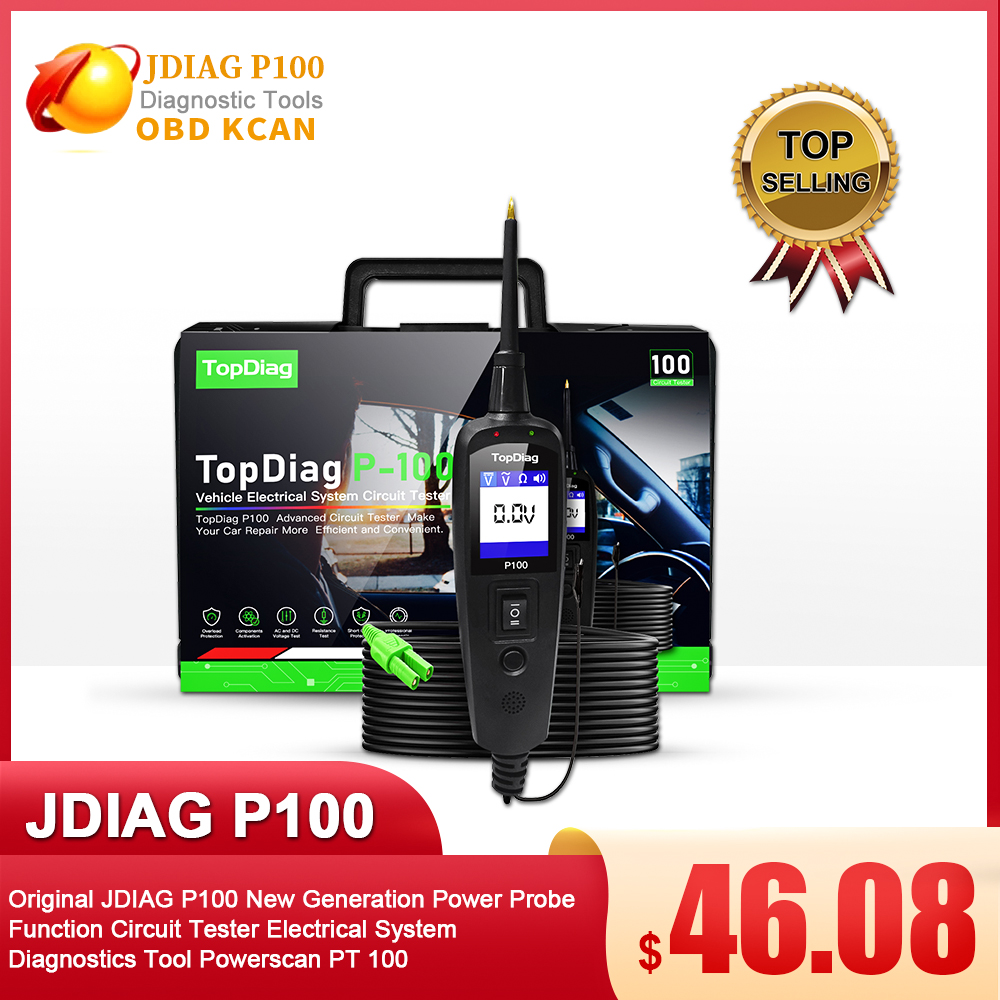 Original JDIAG P100 New Generation Power Probe Function Circuit Tester Electrical System Diagnostics Tool Powerscan PT 100