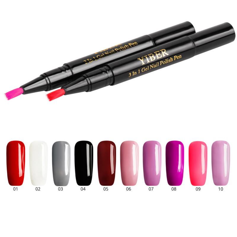1pc 10 Colors Convenient Nail Gel Paint One Step Gel Nail Pen No Need Top Base 3 In 1 UV Gel Lacquer Nail Polish Soak Off TSLM1