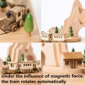Wooden Musical Box Featuring Mountain Tunnel With Small Moving netic Train | Plays