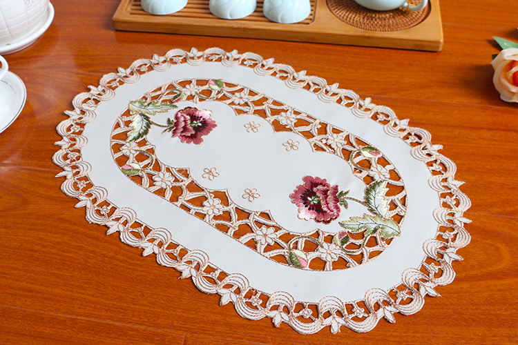 HOT satin lace placemat embroidery cup coaster mug kitchen Christmas table place mat cloth cookware New Year doily wedding pad