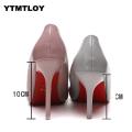 Plus Size 34-44 Women Shoes Pointed Toe Sexy Pumps Patent Leather Dress High Heels Boat Shoes Wedding Shoes Zapatos Mujer White