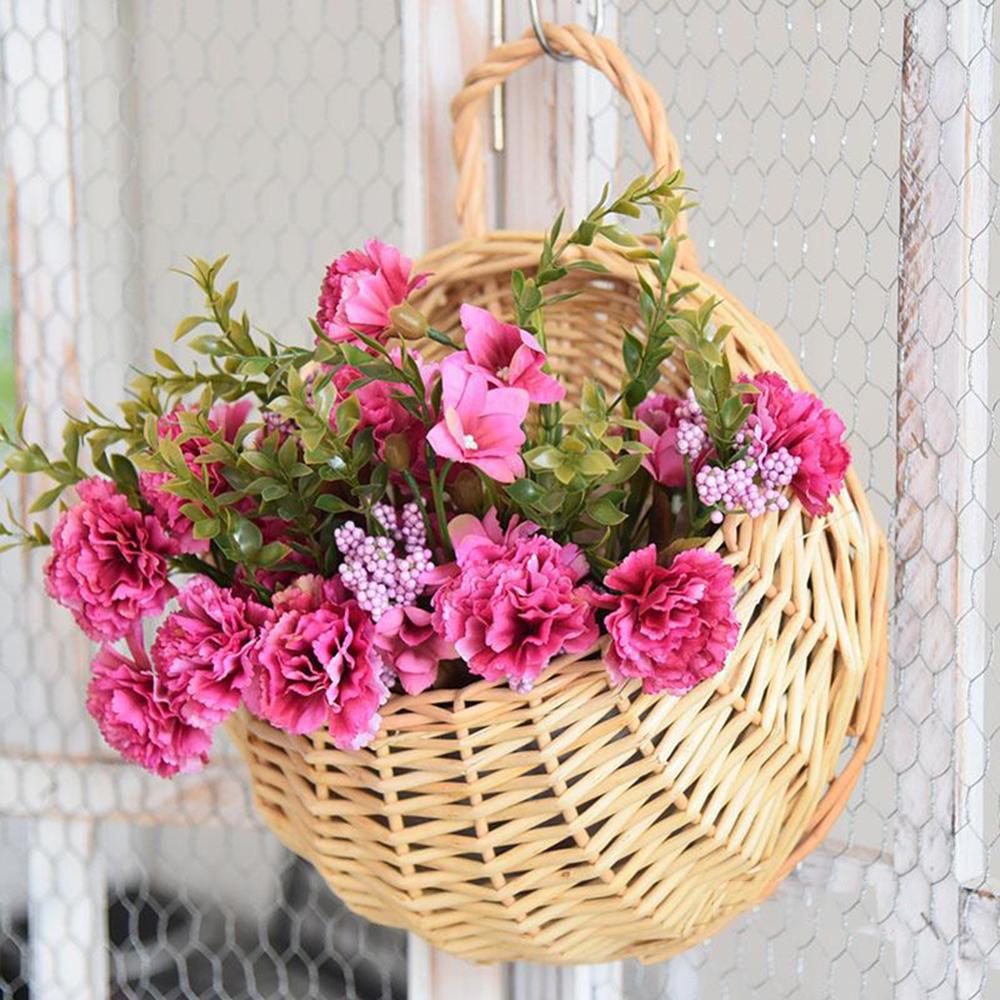 Garden Wall-mounted Flower Basket Large Size Handmade Basket Wicker Rattan Flower Basket Hanging Vine Pot Planter
