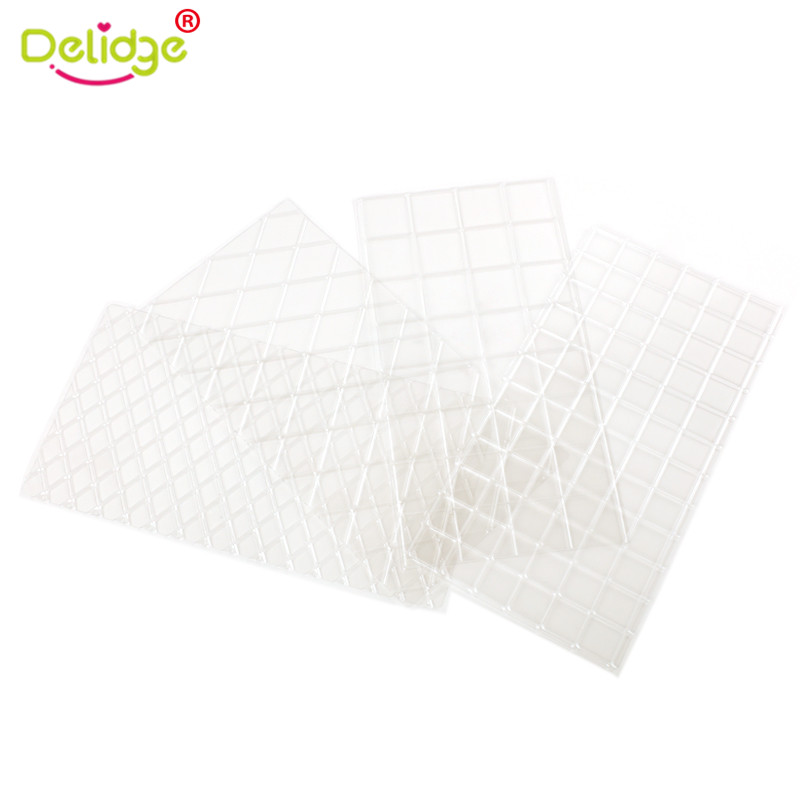 Delidge 4pcs/set Plastic Transparent Texture Cake Border Decorating Tools Cake Side Decorating Stencils Fondant Mold