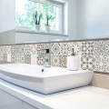Decorative Retro Moroccan Tiles PVC Tile Stickers DIY Grey Wall Art Decal Adhesive Waterproof Kitchen Backsplash Bathroom Decor