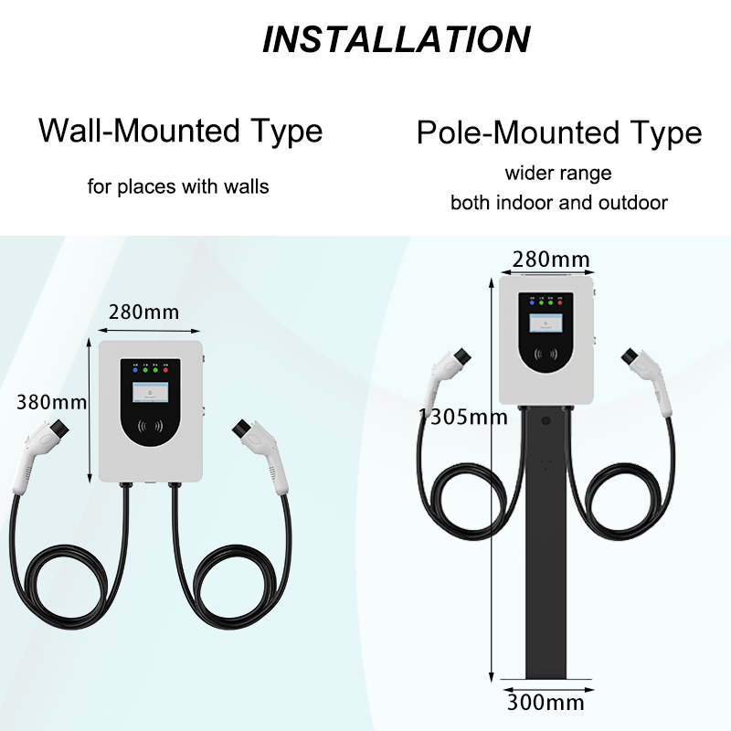 14Kw Wall-Mounted AC Charging Pile 2 Plugs APP