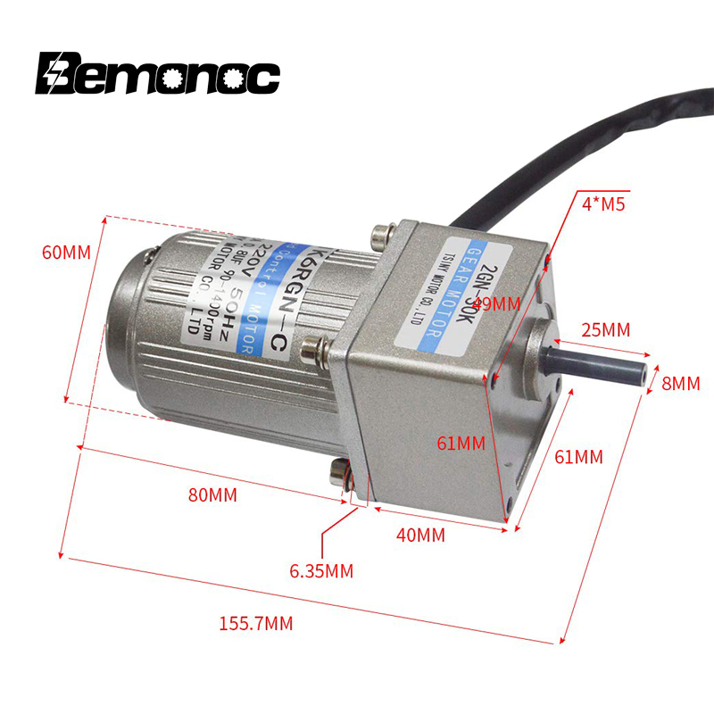 110V/220V AC Gear Motor Set With Speed Controller & Bracket 7.5/15/23/34/54/75/108/150/180/270/450Rpm AC Motor With 2GN Gearbox