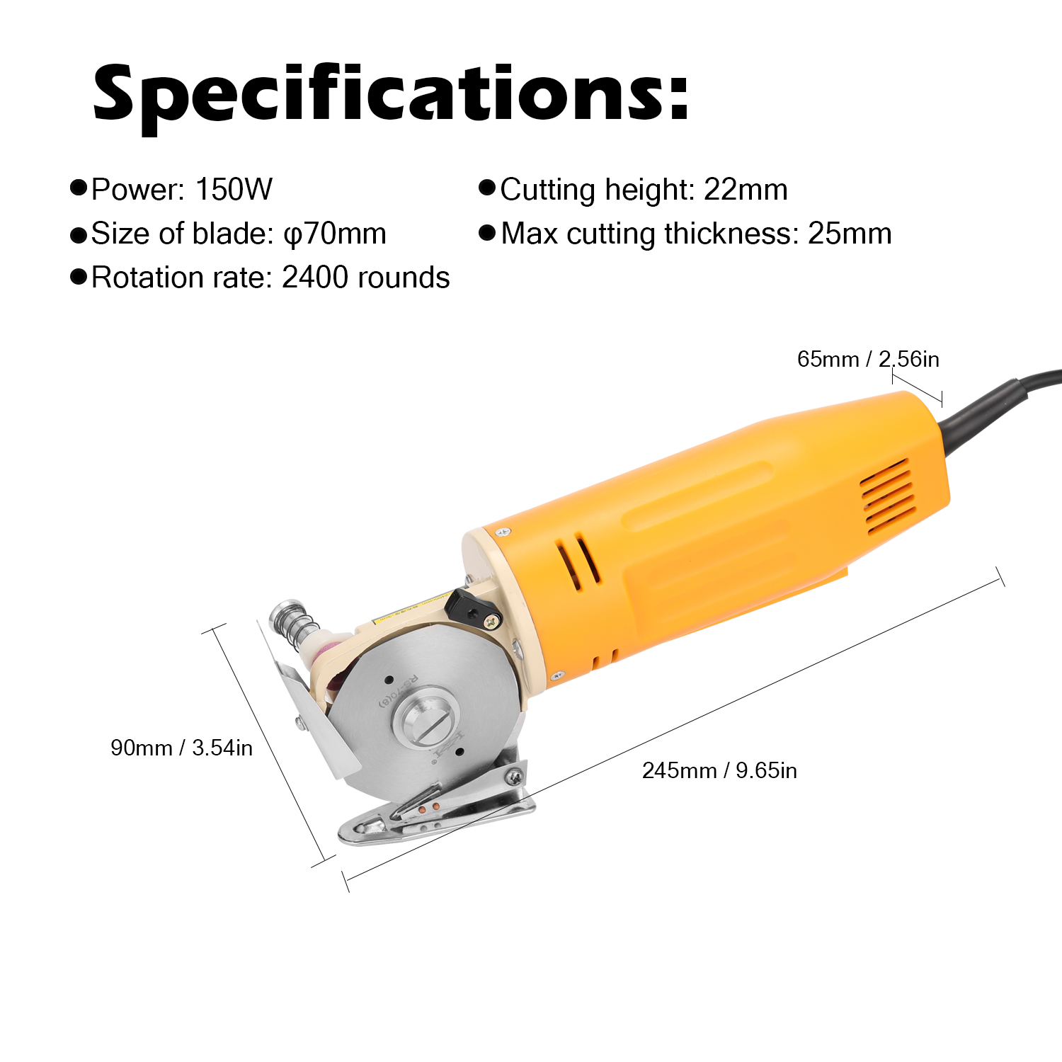 150W Electric Cutter Fabric Cutter Rotatory Blade Scissors Cloth Cutting Machine Angle Grinder 70mm Round Blade