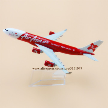 Alloy Metal Red Air Asia Airlines A340 Airplane Model Asia Airbus 340 Airways Plane Model Aircraft Kids Gifts 16cm