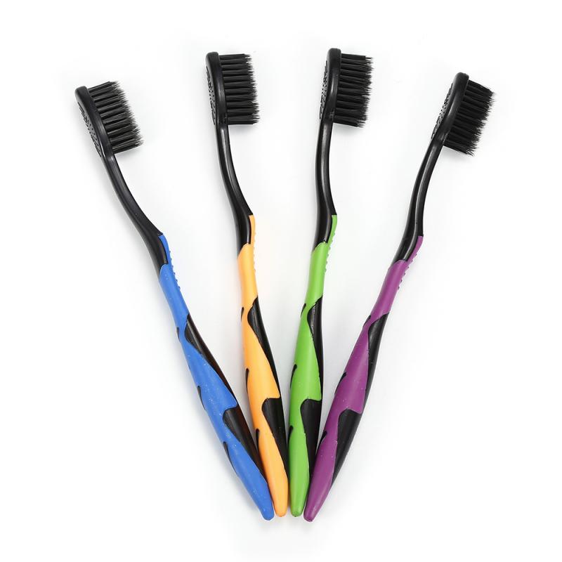 4 Bamboo Charcoal Household Ultra-fine Soft Toothbrushes Oral Tooth Care Toothbrush Blackhead Brush PP Rubber Handle