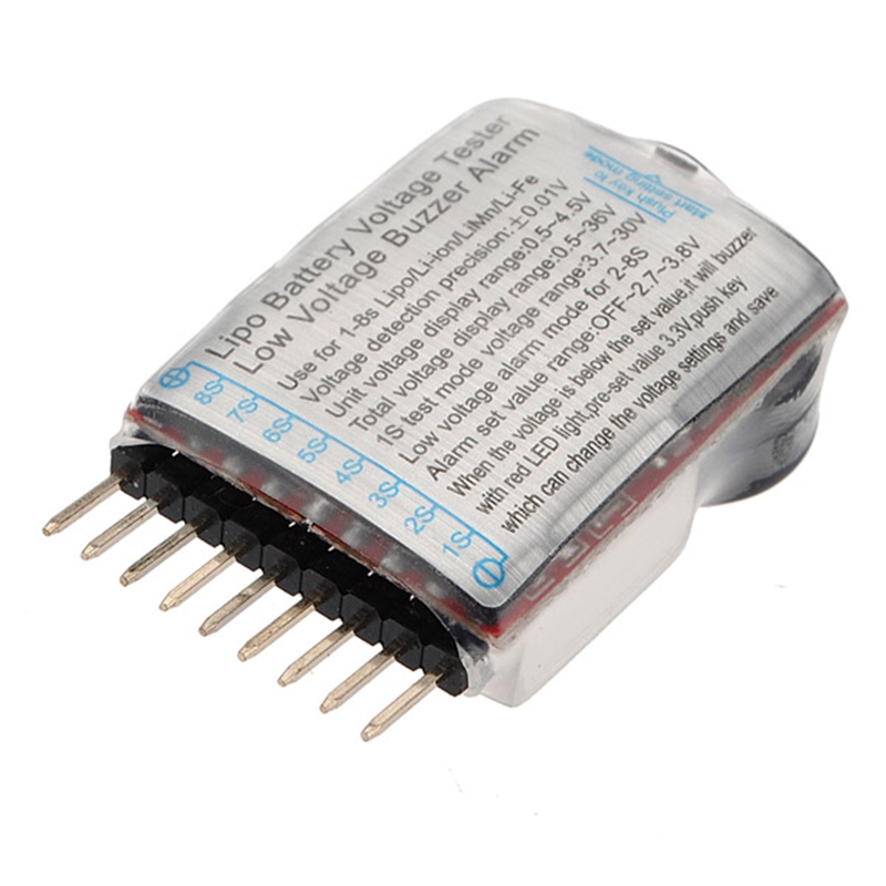 High Quality Battery Voltage Tester Battery Monitor Buzzer Alarm For 1S-8S Lipo Battery RC Model
