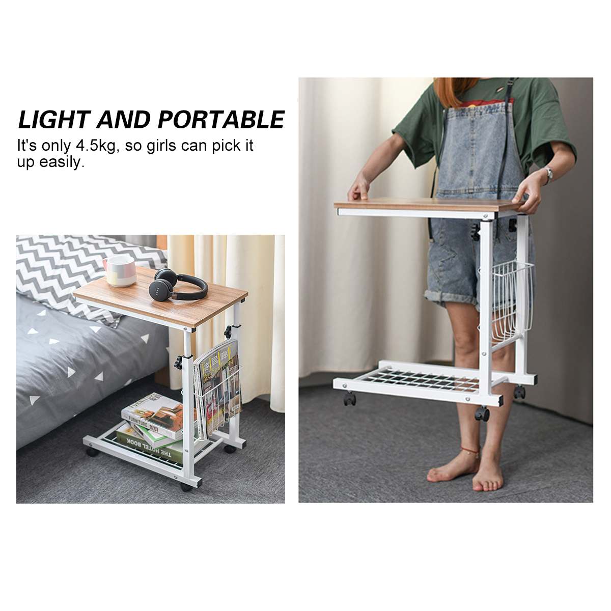 Multifunction Modern Adjustable Computer Desk Tables Coffee Bedside Table Sofa Side Tables Storage Holder Living Room Furniture