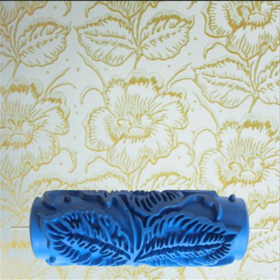 Flower Wall Decoration Patterned Paint Rollers 5" Rubber Brush Roller Painting Tools Reusable Machine/Alternative to wallpaper