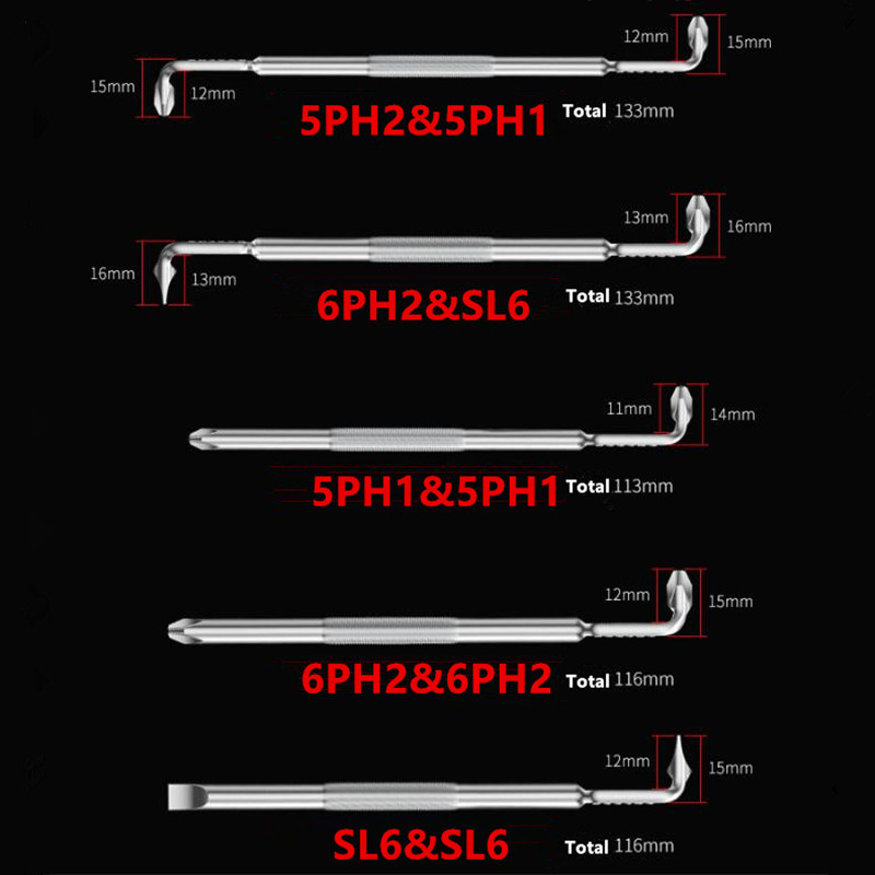 BROPPE Z-Type Screwdriver L-Shaped 90-Degree Right-Angle Elbow Bend Phillips/Slotted With Magnetic Short Screwdriver