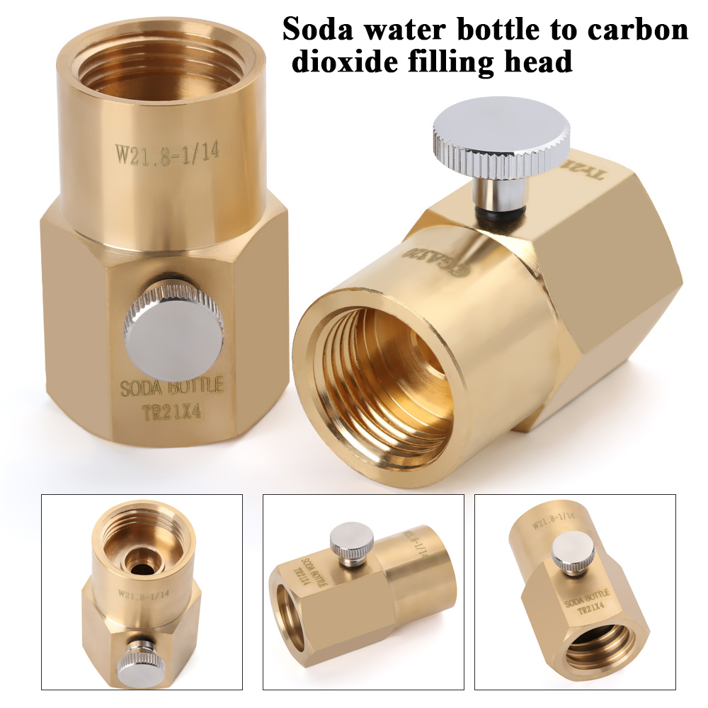 CO2 Adapter TR21-4 to W21.8-14 Cylinder Refill Adaptor with Bleed Valve For Sodastream Cylinder Connector Kit Filling Keg Regula