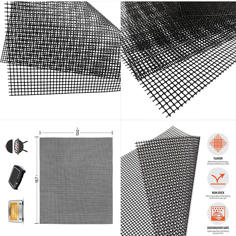 Non-stick Barbecue Mesh Reusable Heat Resistance Mat Replacement Mesh Grilling Mesh Pads Kitchen BBQ Accessories