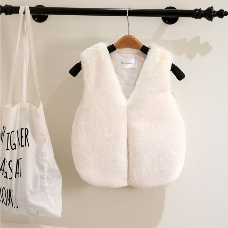 Hot Sale Baby Girls Fur Vest Plus Velvet 0-9 Years Old Thick Fur Coat Unisex Clothing Winter Clothing Baby Waistcoat Vest