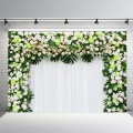 Wedding White Curtain Blossom Floral Garland Wall Photography Backgrounds Custom Photographic Backdrops for Photo Studio