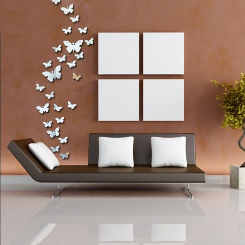 Butterfly Mirror Wall Sticker 12 pcs Acrylic DIY 3D Wall Decor Stickers Living Room Decoration Home Wall Stickers for Kids Room