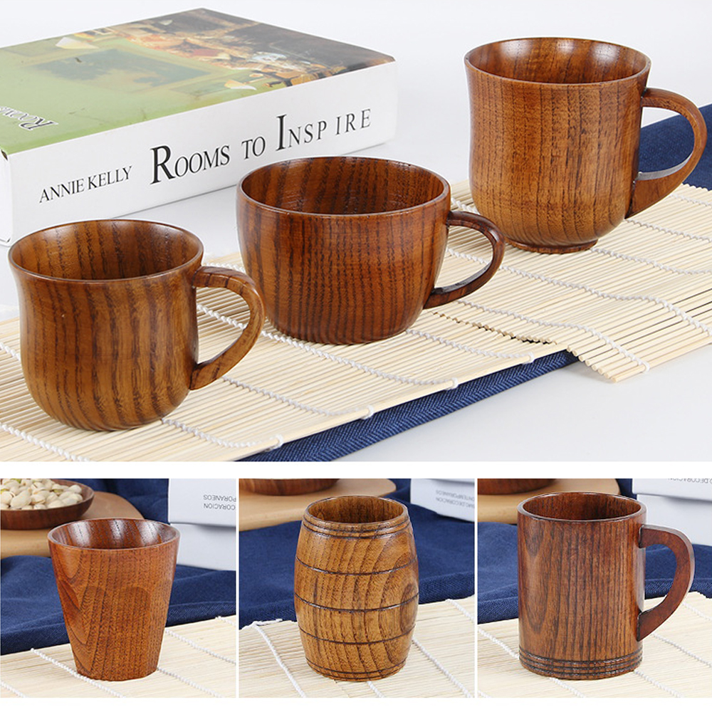 Japanese Style Wooden Cup Creative Jujube Wood Insulation Tea Cup Wooden Coffee Cup Drinking Cup Coffee Cup & Saucer Sets