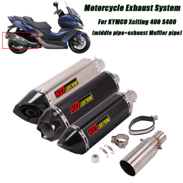 Motorcycle Stainless Ssteel Middle Link Pipe Connect 51mm Tail Exhaust Muffler Tubes System for KYMCO Xciting 400 S400