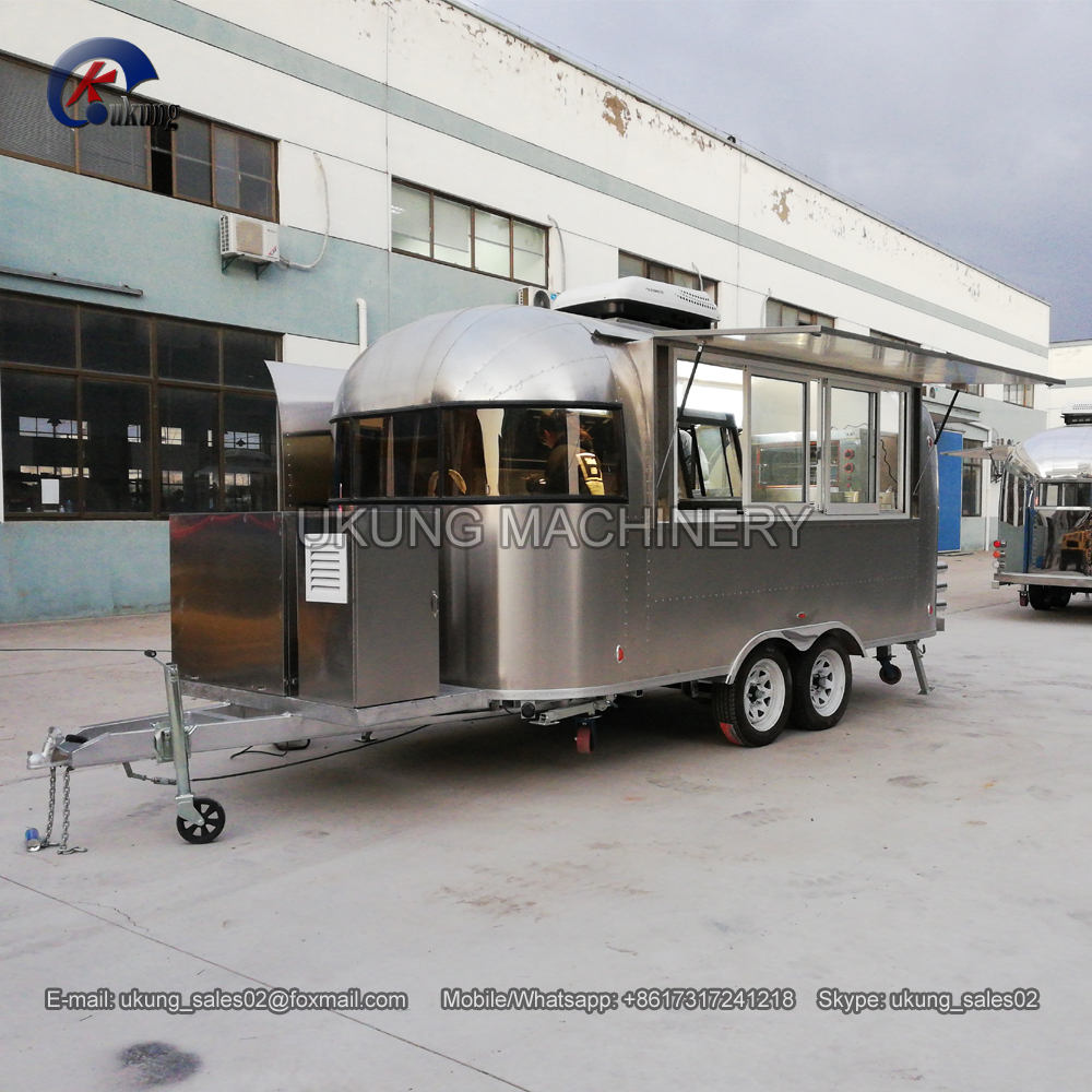Airstream style matt stainless steel mobile shop, food truck, mobile food trailer for sale