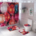 Bipoobee Merry Christmas Shower Curtain New Year Bathroom Suit Santa Claus Reindeer Snowflake Toilet Cover Mat Non Slip Rug Set