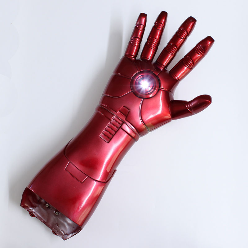 [Funny] 1:1 scale Iron Man LED Light Gloves Arm Figure Model Toy Infrared emission Glove Cosplay costume party child kids gift