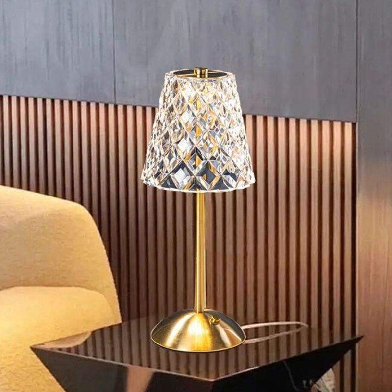 Crystal Shade Brass Table Lamp
