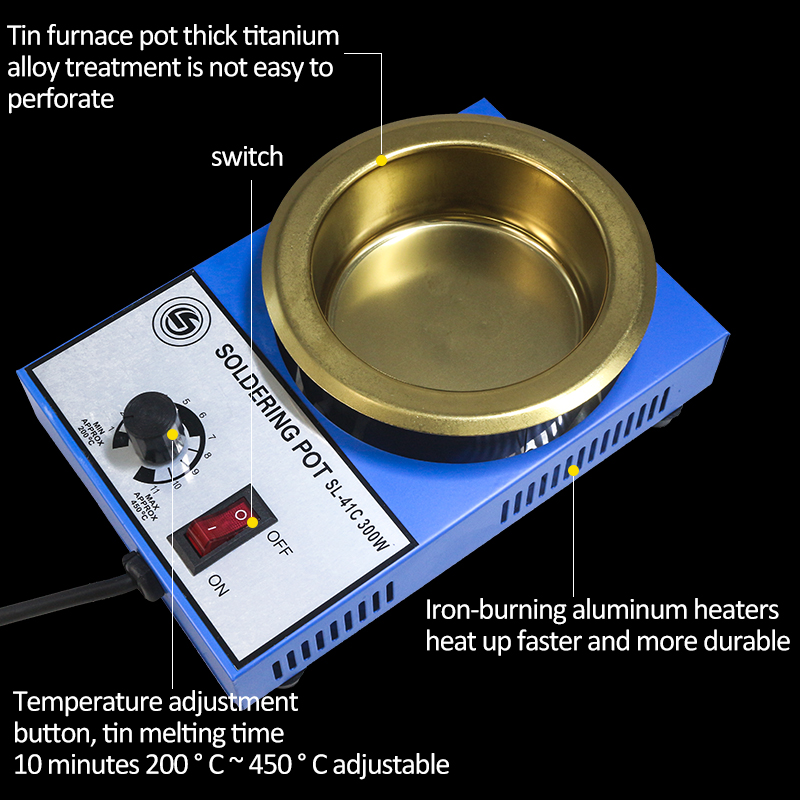 SL-41CH 300W 100mm2300g Thickening POTS capacity digital thermostat Lead Pot Titanium Alloy Soldering 110V 220V