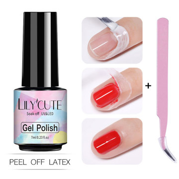 LILYCUTE 7ml Anti-freezing Peel Off Nail Art Latex Liquid With Tweezers Cuticle Nail Skin Protector Nail Polish Nail Art Latex