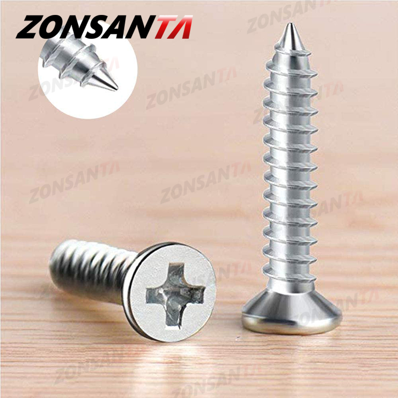 ZONSANTA 400Pcs M2 Cross Flat Head Self Tapping Screw Assortment Kit Wood Thread Nail Screw Sets DIY Countersunk Head Smal Scres